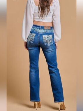 Nwt Westfield Eagle High-Rise Straight Leg Country Western Bling Jean 5